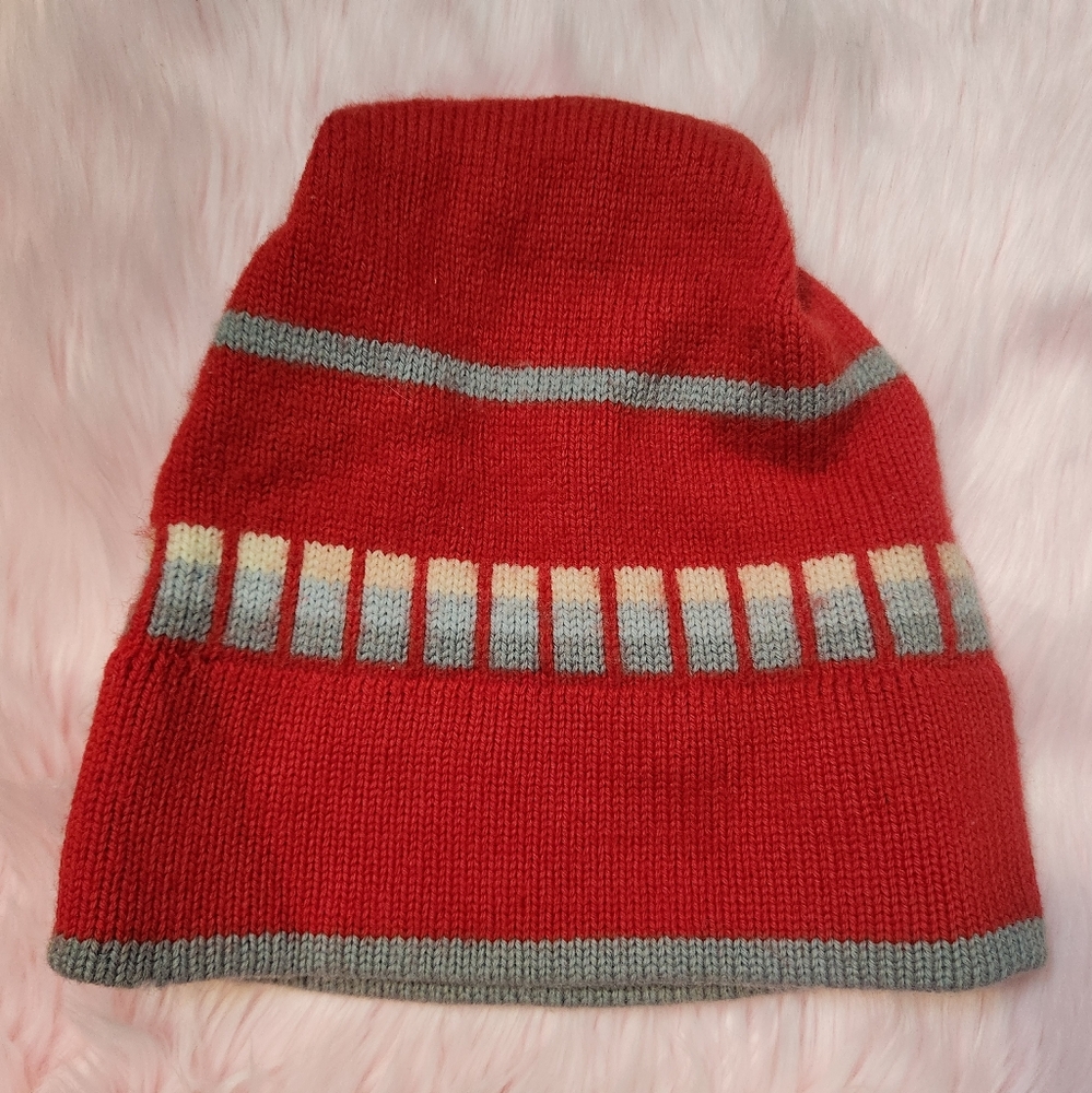 Vintage Topher Canada Red Wool Blend Ski Beanie Striped OS